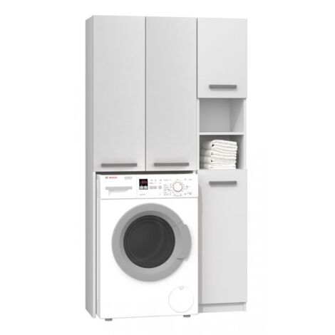 KARLI - Modern bathroom vanity - 96x30x183 - 4 doors+2 shelves
