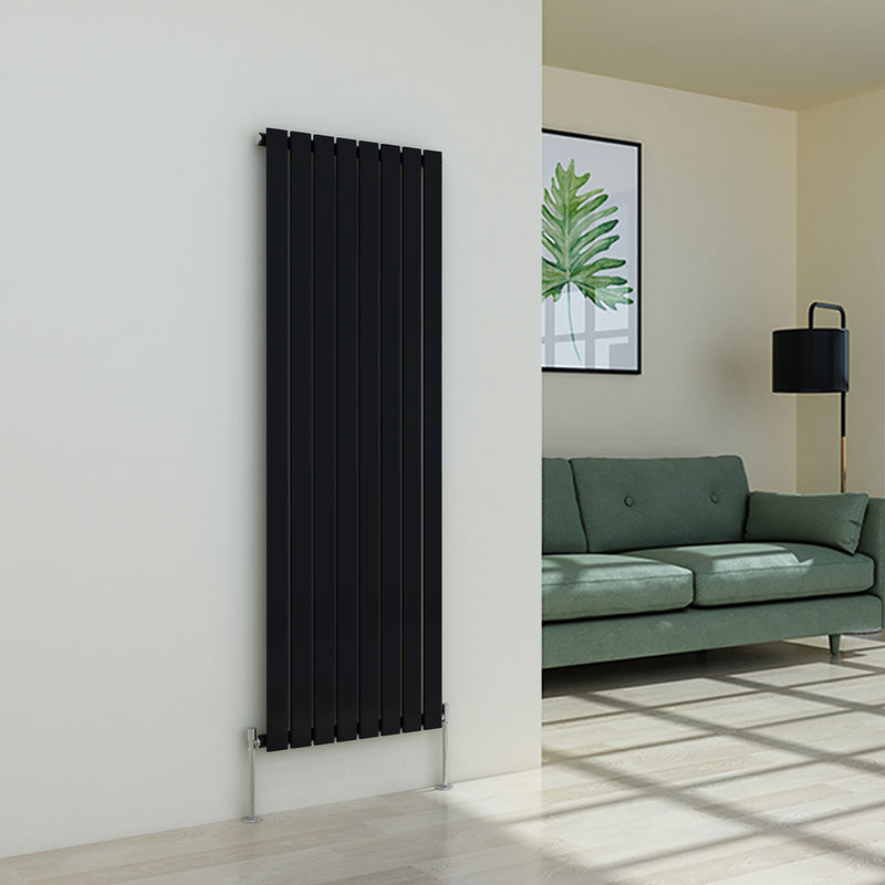 Warmehaus - Karlstad 1600 x 546mm Black Single Flat Panel Vertical Radiator