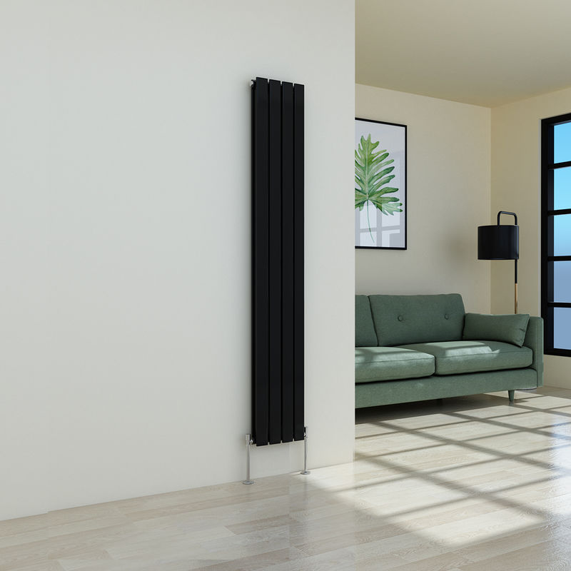 Warmehaus - Karlstad 1800 x 274mm Black Double Flat Panel Vertical Radiator