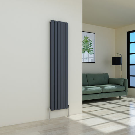 main image of "Karlstad 1800 x 410mm Anthracite Double Flat Panel Vertical Radiator"