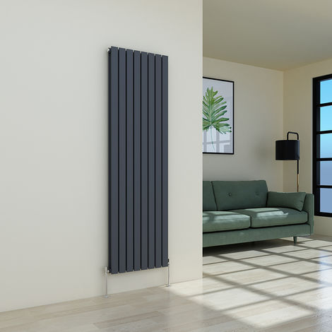 main image of "Karlstad 1800 x 546mm Anthracite Double Flat Panel Vertical Radiator"