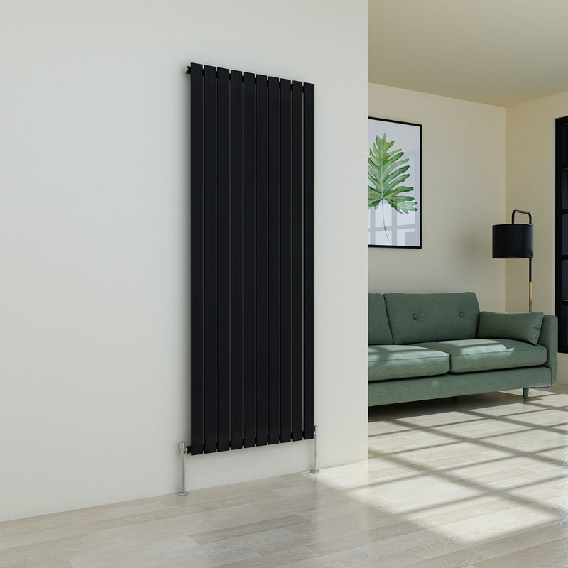 Warmehaus - Karlstad 1800 x 682mm Black Single Flat Panel Vertical Radiator
