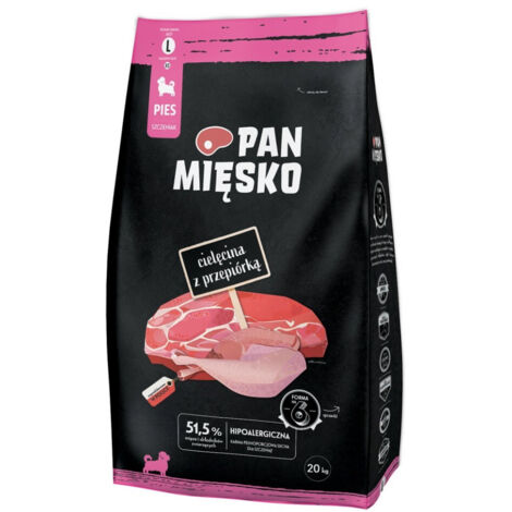 Karma sucha dla psa PAN MIĘSKO Cielęcina z przepiórką L 20kg