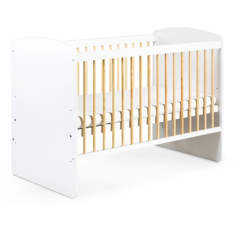 Monmobilierdesign - karolina ii Lit bébé à barreaux 120x60 Blanc / Pin