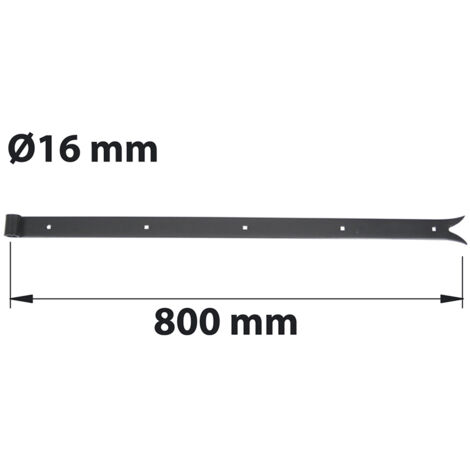 Karpfenschwanzscharnier D16 40X5 L 800 mm vorlackierter schwarzer Stahl AFBAT