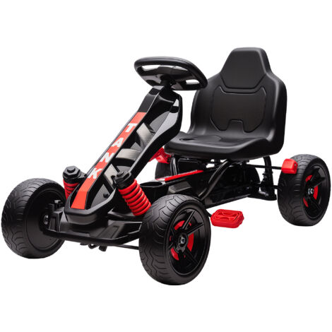 Kart à pédales pour enfants, karting enfant 3 à 6 ans avec roue libre, frein, roues EVA antidérapantes, rouge