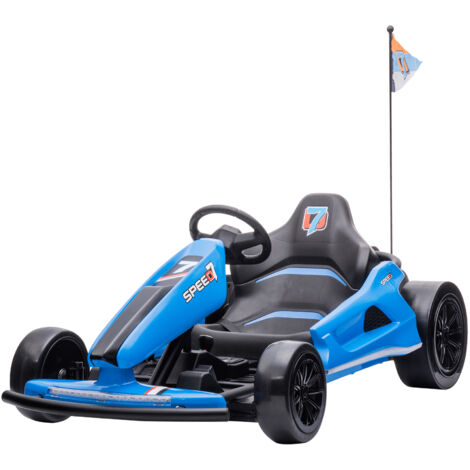 Kart à pédales voiture pour enfants - HOMEMiYN - Bleu - Batterie 12V - Vitesse 3-5 km/h