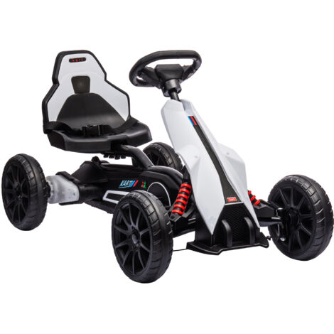 Kart électrique pour enfant 12V - Vitesse réglable 3-5km/h pour enfants de 3 à 8 ans - siège réglable - blanc