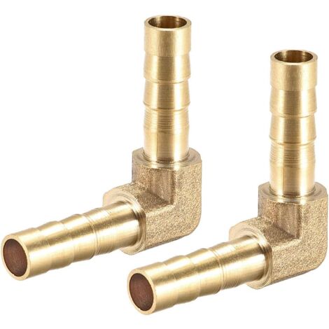 Karte 2 Stück 6 mm Messing-Schlauch mit Widerhaken, 90-Grad-Winkelrohrkupplung