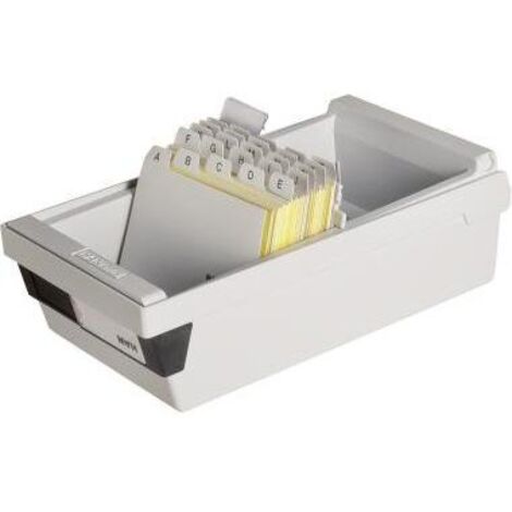 Karteikasten 13,3 x 12,3 x 25 cm (B x H x T) DIN A7 quer 800 Karten Polystyrol lichtgrau 1 Stützplatte