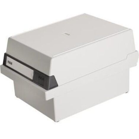 Karteikasten 17,7 x 14 x 25 cm (B x H x T) DIN A6 quer 800 Karten Polystyrol lichtgrau 1 Stützplatte