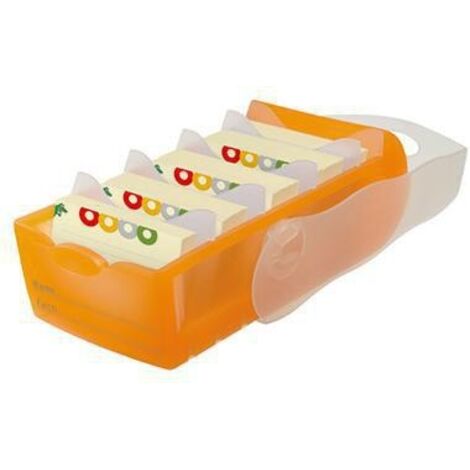 Karteikasten CROCO 9,7 x 6,7 x 19,1 cm (B x H x T) DIN A8 quer 500 Karten Polypropylen orange transluzent 5 Stützplatten