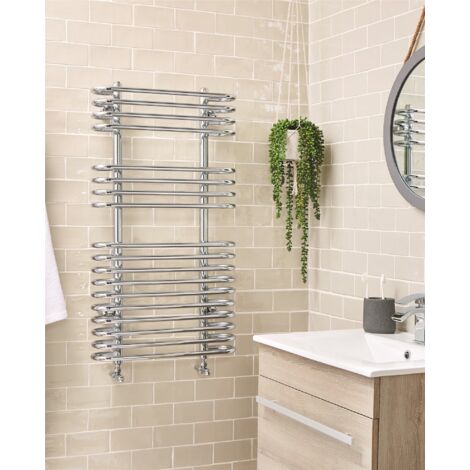 Kartell Oakland Chrome 1180mm x 500mm Designer Towel Rail - OAK-1