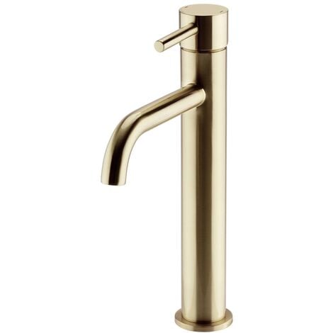 Kartell TAP143OT K-Vit Brassware Ottone Hi-Rise Mono Basin Mixer, Brushed Brass