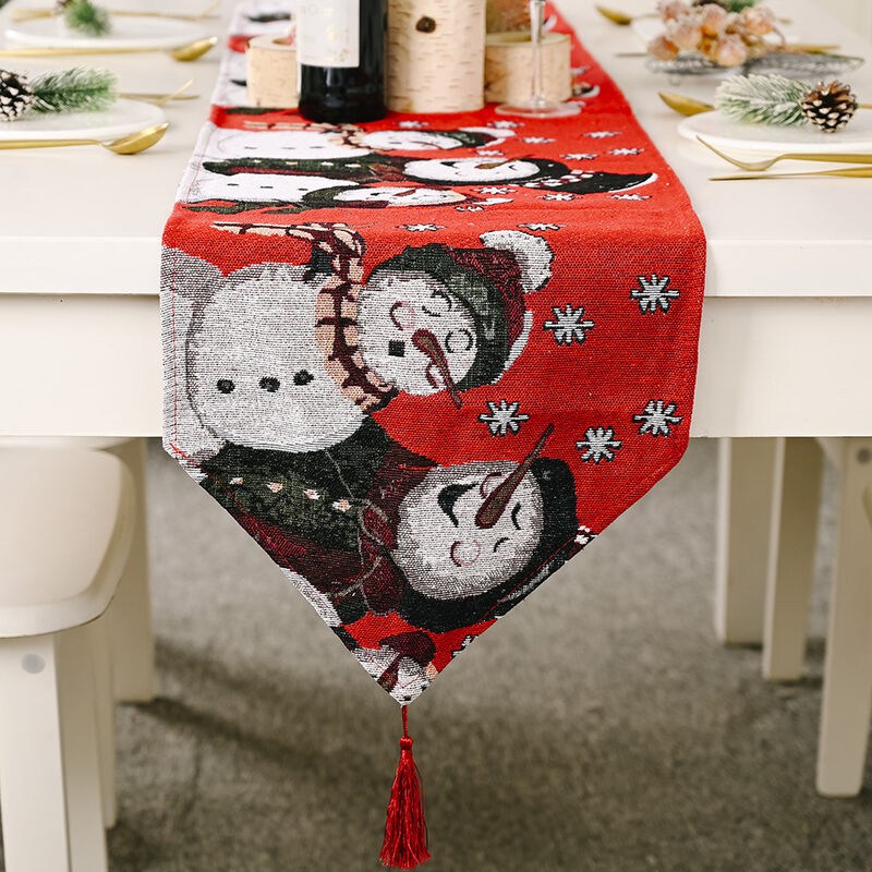 Kartokner - 13X70/35X180 Cm Christmas Table Cloth, Table Decoration For Party Home Kitchen, Christmas Coffee Table Decoration Table Cloth (Red