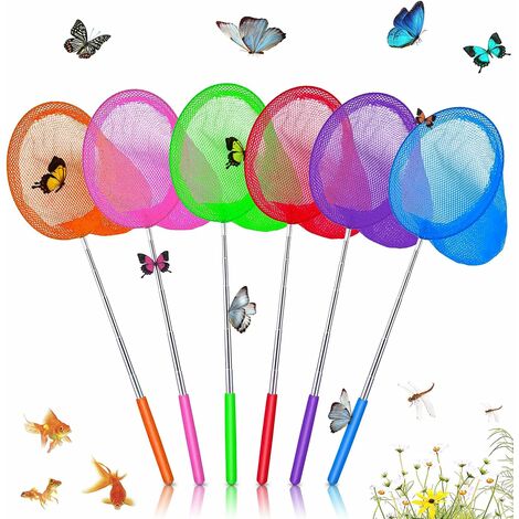 Kartokner Enfants Filet à Papillons 6 Pcs,Filet Papillon Télescopique Enfants,Epuisette Peche pour Enfants,Filets De Pêche Extensible,Butterfly Net pour Capture de Poissons Papillon Activités Plein Air