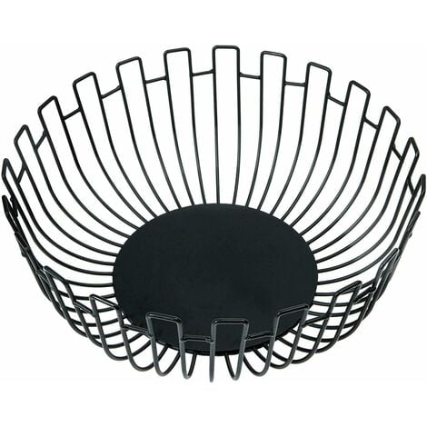 kartokner - Fruit Basket, Extra Large Fruit Bowl for Kitchen - Wire Vegetable Bowl, Decorative Fruit Bowl for Centerpiece, Living Room, Pantry, Kitchen, Office - Black/27 × 11cm