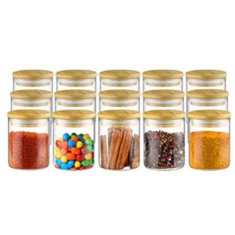 DecorRack 4 Small Plastic Storage Jars with Screw on Lids, 8 oz Multicolor  Containers 