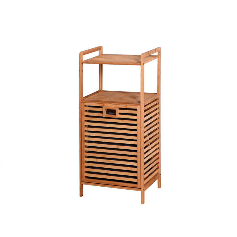 Kartokner Laundry Basket 30 L Bamboo Bath Storage Basket Bamboo with Drawer 44x33x96 cm