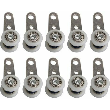 Kartokner - Lot de 10 roulettes pour baies vitrées ou portes coulissantes - en métal et en plastique - 4,5 x 1,9 cm(petit)