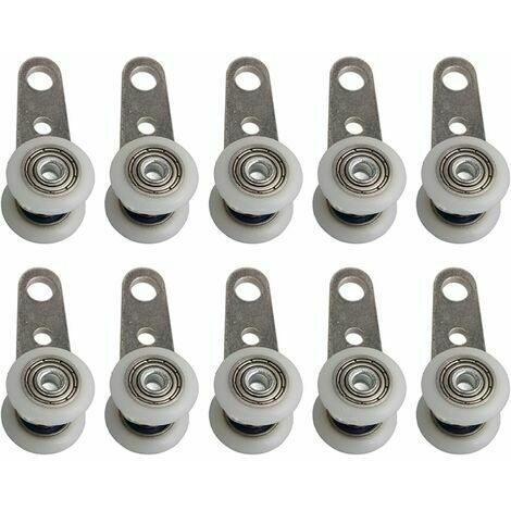 Kartokner - Lot de 10 roulettes pour baies vitrées ou portes coulissantes - en métal et en plastique - 4,5 x 1,9 cm(petit)