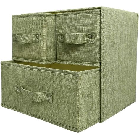 Kartokner Meuble de rangement en tissu pour vêtements, soutiens-gorge, sous-vêtements, chaussettes, cravates, écharpes (Vert, coton et lin deux couches et trois tirages)