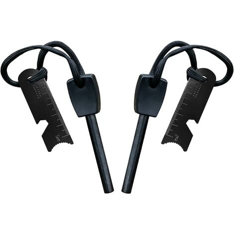 Kartokner Pierre à Feu de Survie,Allume Feu avec Grattoir, Waterproof, 10,000 Etincelles à 3,000 Degrés, Barre 8 mm, Fire Steel en Magnesium - Fire Starter,Lanière de Cou,Grattoir Multi-Outils(2 pièces)