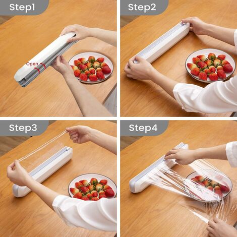 Film Cutter Kitchen 2in1 Plastic Wrap Dispenser Cling Film