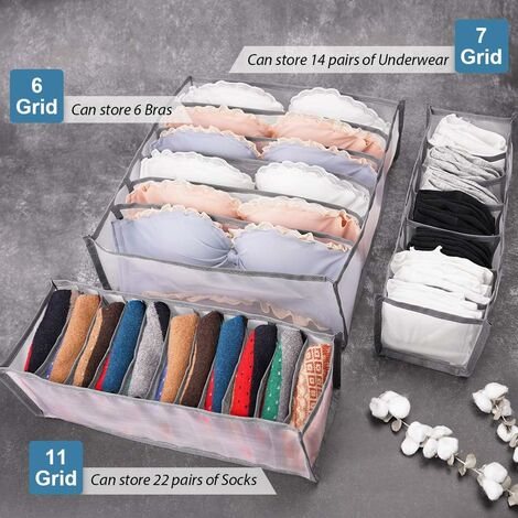 16 Grid Underwear Organizer Drawer Dividers With Cover Foldable Storage  Case For Underwear, Socks, Ties, Bras, Scarves, Etc, Dustproof And Durable,  Gray
