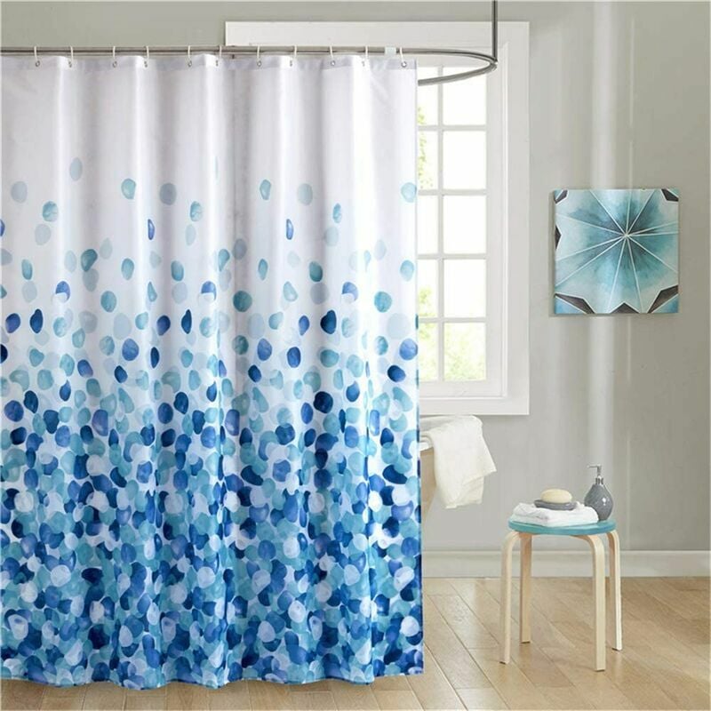 Kartokner - Waterproof Mildew Proof Polyester Fabric Machine Washable Decorative Long Shower Curtain For Bathtub Blue Shower Curtain 220×200CM