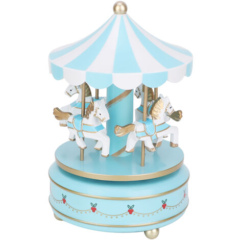 Karussell-Spieluhr – Geschenk zum Geburtstag, zu Weihnachten, zur Hochzeit oder als Dekoration – Blau