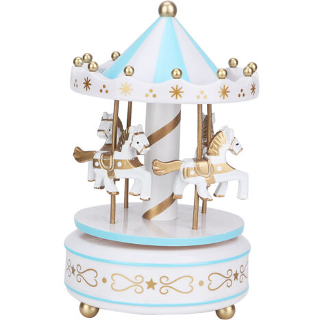 Karussell-Spieluhr – Geschenk zum Geburtstag, zu Weihnachten, zur Hochzeit oder als Dekoration – Blau
