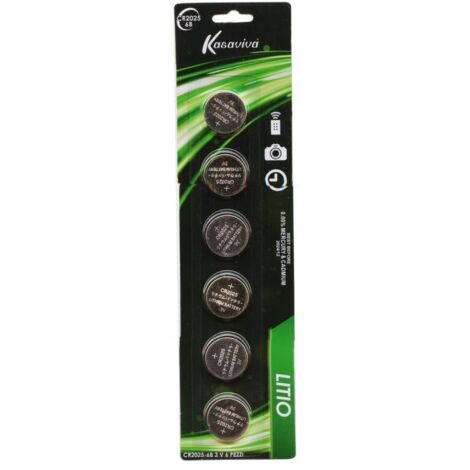 KASAVIVA LITIO - BATTERIE 6 PZ MONOUSO LITIO 3V PIATTA A BOTTONE CR2025
