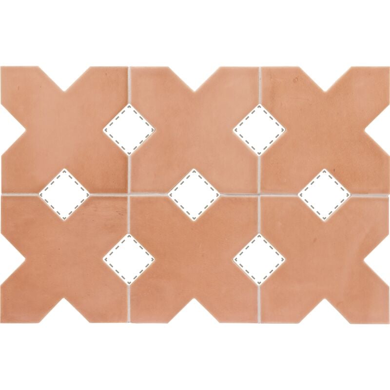 Kasbah base terracotta - Carrelage croix ˆ tacos 12x12 cm - Orange / cuivrŽ