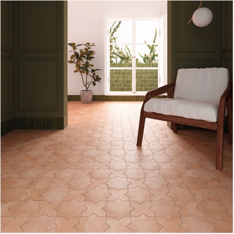Carrelage grès cérame effet rustique AL ANDALUS Etoile Terracotta - Mat - boîte de 0.49 m2 - Gioia Materia