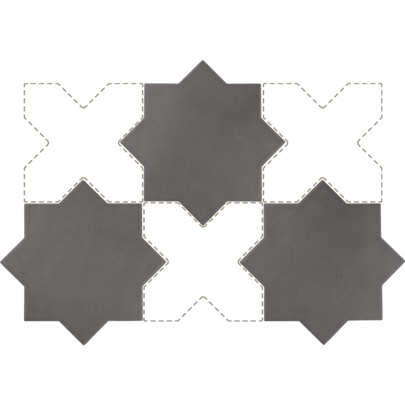 Carrelage sol / mur forme étoile 16,8x16,8 cm kasbah star mud (vendu par boite de 0,50m2)