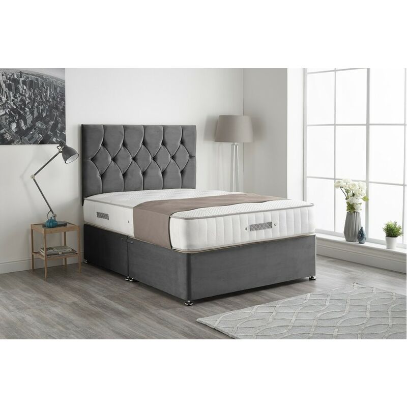 Kashmera Pocket Sprung Memory Foam Charcoal Divan Bed With 4