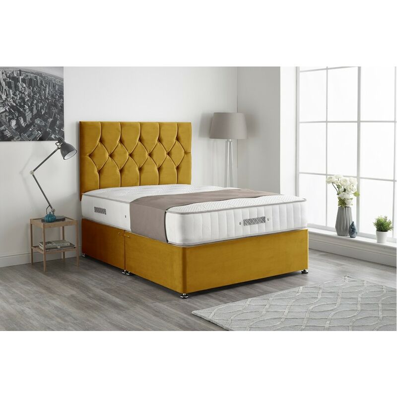Kashmera Pocket Sprung Memory Foam Silver Divan Bed With 4 Drawer