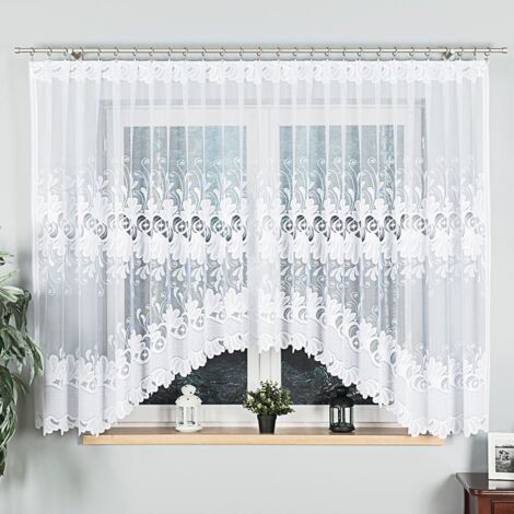 KASJANA - Fertiggardine aus Jacquard mit Schnitt unten - 400x160 cm - weiß