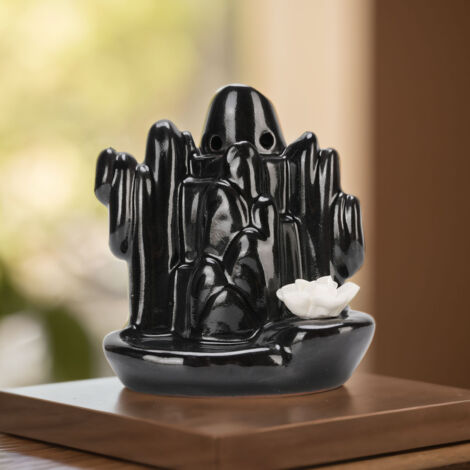 Kaskadenförmiger Räucherstäbchenhalter aus Keramik – Traditionelle Handwerkskunst, Zen-Ambiente für Meditation und als Dekoration – Farbenfroh, 382 g, 12 cm, 1 Stück