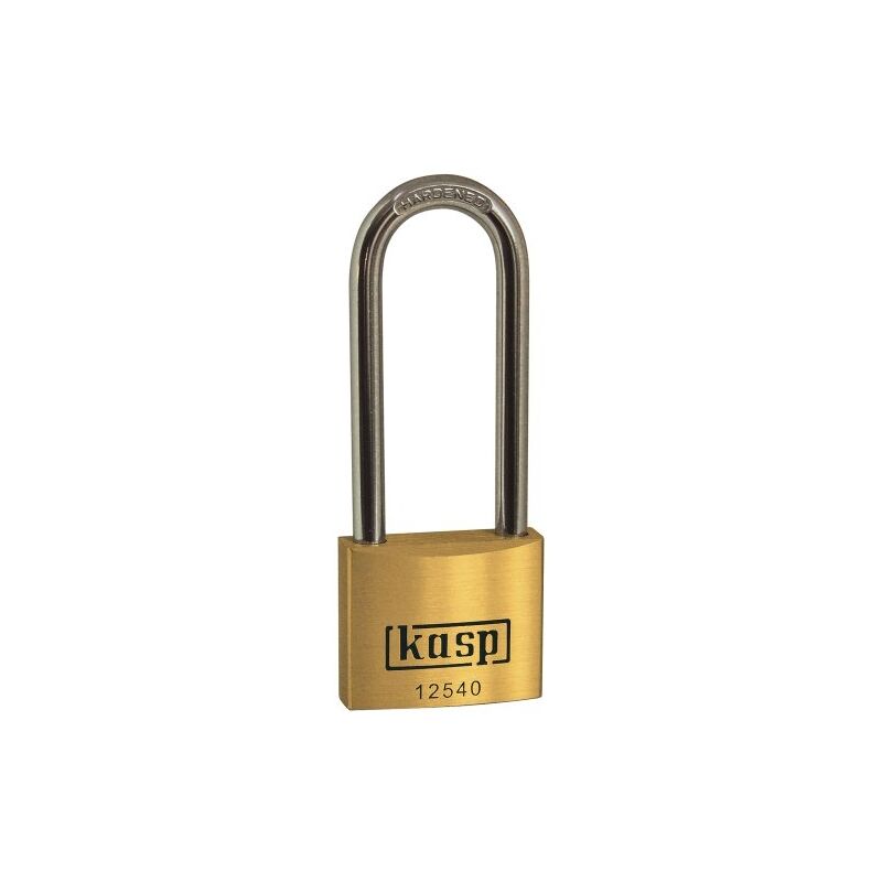 K12540L63A5 cadenas en laiton premium, anse haute, s'entrouvrant, or/argent, 40 x 63 mm - Kasp