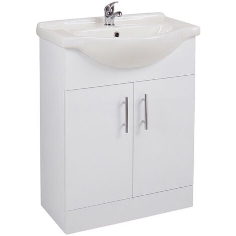 VODA DESIGN Kass 550mm Gloss White 2 Door Vanity Unit & Basin