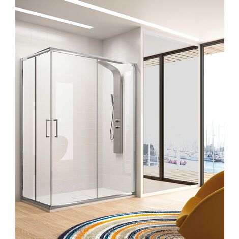 KASSANDRA BEL-LA Mampara Angular Ducha 2F+2C Plata Transparente - Medida: 70X70 CM - ref: BL6071616S190066+BL6071616S190066