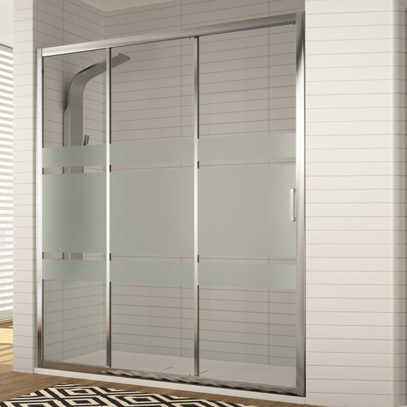 DI101 diana Mampara Frontal Ducha 3 Hojas 1F+2C Vidrio Decorado - Medida: 98-103 cm - Medida: 98-103 cm - ref: DI10116D5S190098 - Kassandra