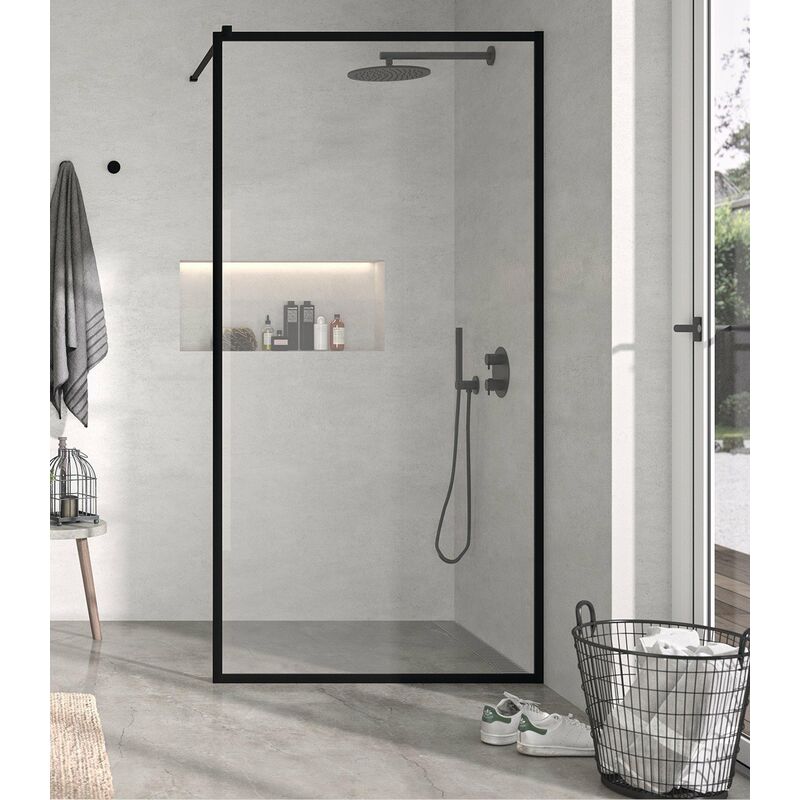 

KASSANDRA FR103 FRESH Fijo Ducha Aluminio Negro Mate Transparente - Medida: 110 CMS