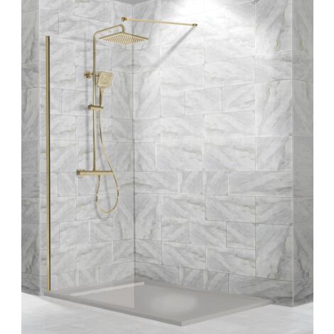 KASSANDRA FR633 FRESH Mampara Ducha Fija Oro Cepillado Transparente - Medida: 80 cm - ref: FR6333618S195078