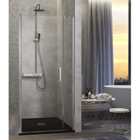 KASSANDRA NARDI NA502 Mampara Ducha Abatible 1P+1F Plata Brillo Transparente - Medida: 76-80 cm - ref: NA5021616S195076