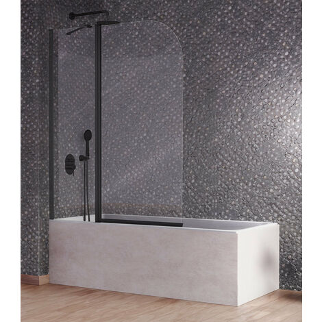 KASSANDRA RI563 RITA Mampara Fijo+Abatible Para Bañera Negro Mate Transparente - ref: RI5630516S150120