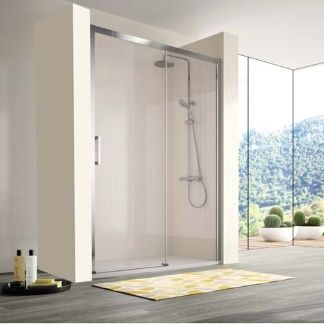 KASSANDRA S400 Mampara Frontal Ducha Corredera Plata Transparente - Medida: 166-171 cm - ref: CU1021616S195166