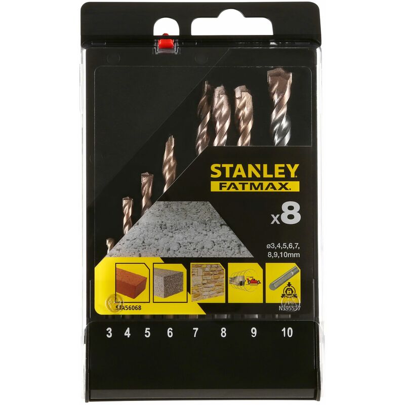 Image of Stanley Black&decker - Kassette mit 8 Steinbohrern mit 3-seitigem Schaft stanley STA56068-QZ